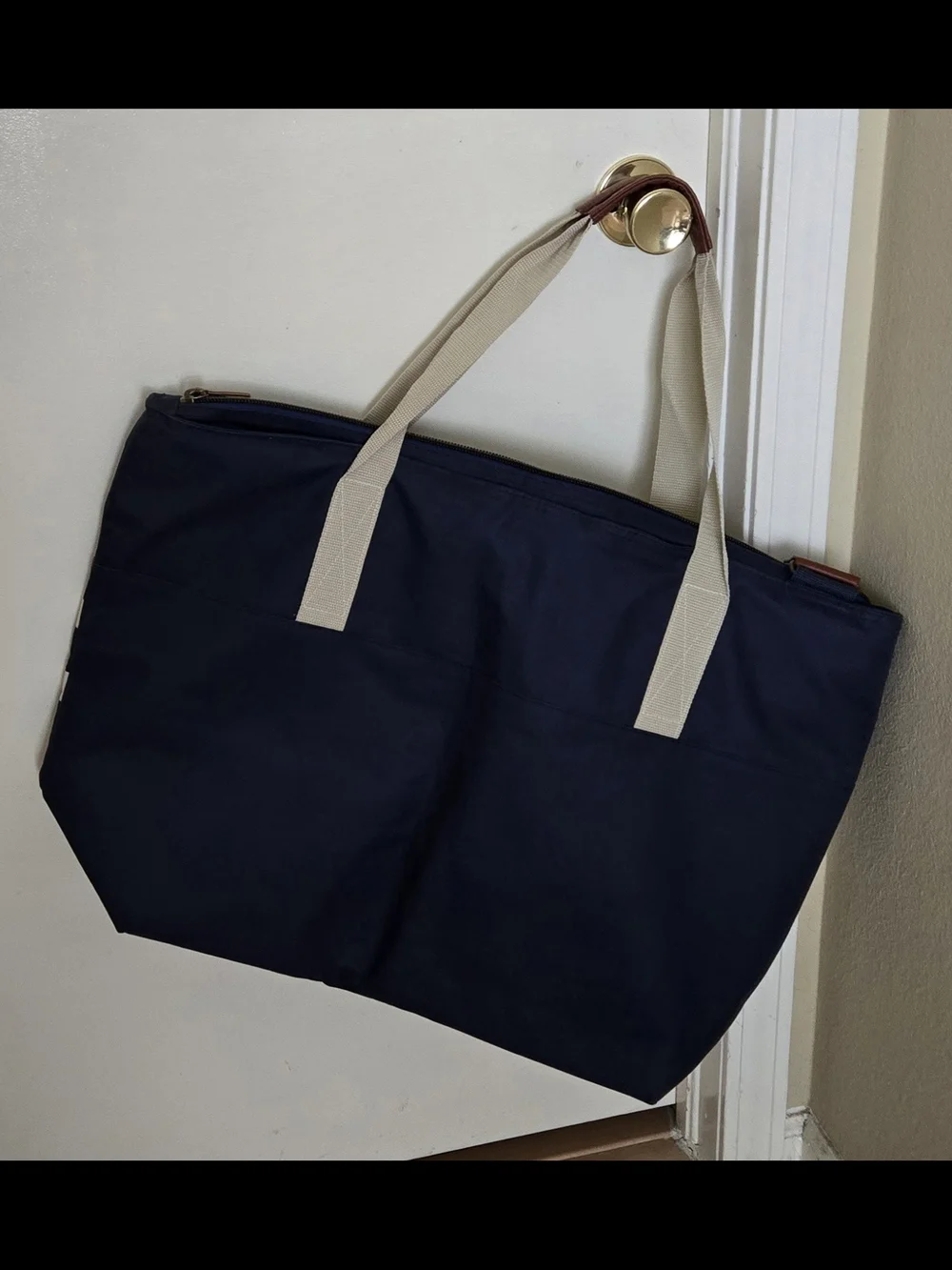 Keep Cool Shopping Cooler Tote Navy & Cream Striped XL Insulated